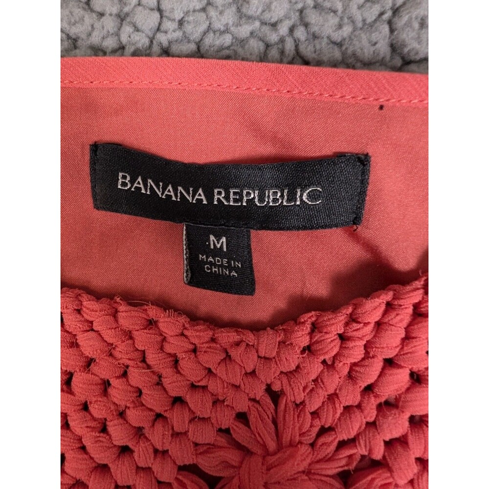 Banana Republic Tank Top Woven Macrame Size M Red Lightweight Spaghetti Straps - Picture 3 of 12